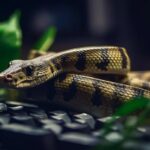 a python and a black keyboard