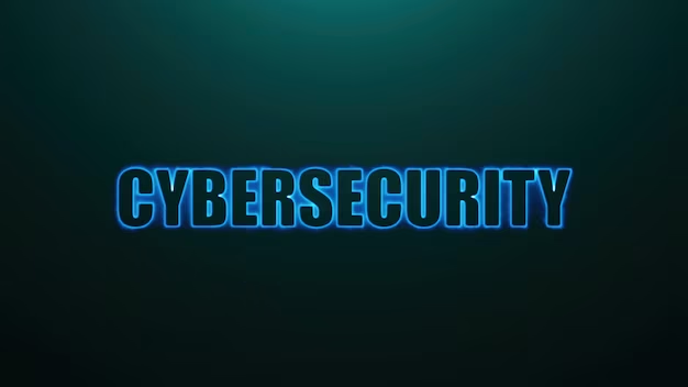 Illuminated cyber security inscription